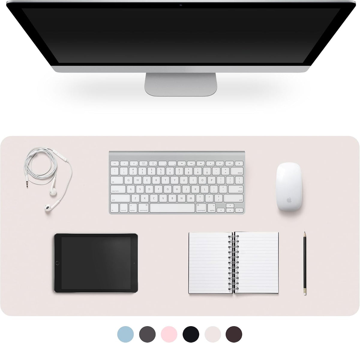 Leather Desk Pad Protector,Non-Slip Desk Pad(Black, 23.6" x 13.7")