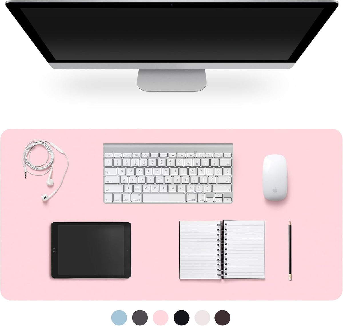 Leather Desk Pad Protector,Non-Slip Desk Pad(Black, 23.6" x 13.7")