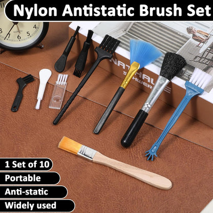 Keyboard Brush, 10 Pcs Mini Anti Static Brush Keyboard Cleaning Brushes Kit Nylon Dust Cleaning Brushes for Electronic Devices Computer Motherboard Fans Camera Small Space