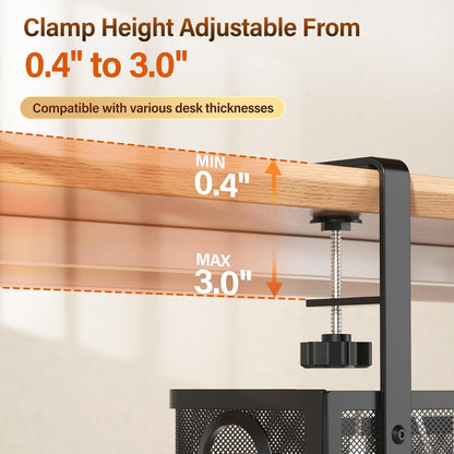 Under Desk Cable Management Tray White, Wire Organizers No Drill, Cable Tray with Clamp for Wire Management, Cord Organization Box for Office, Home - No Damage to Desk