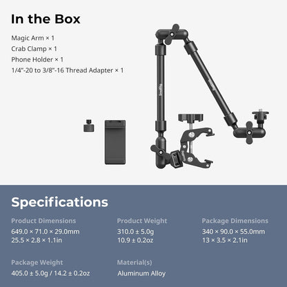 22" Magic Arm Clamp, Overhead Phone Mount Holder Stand, Camera Arm