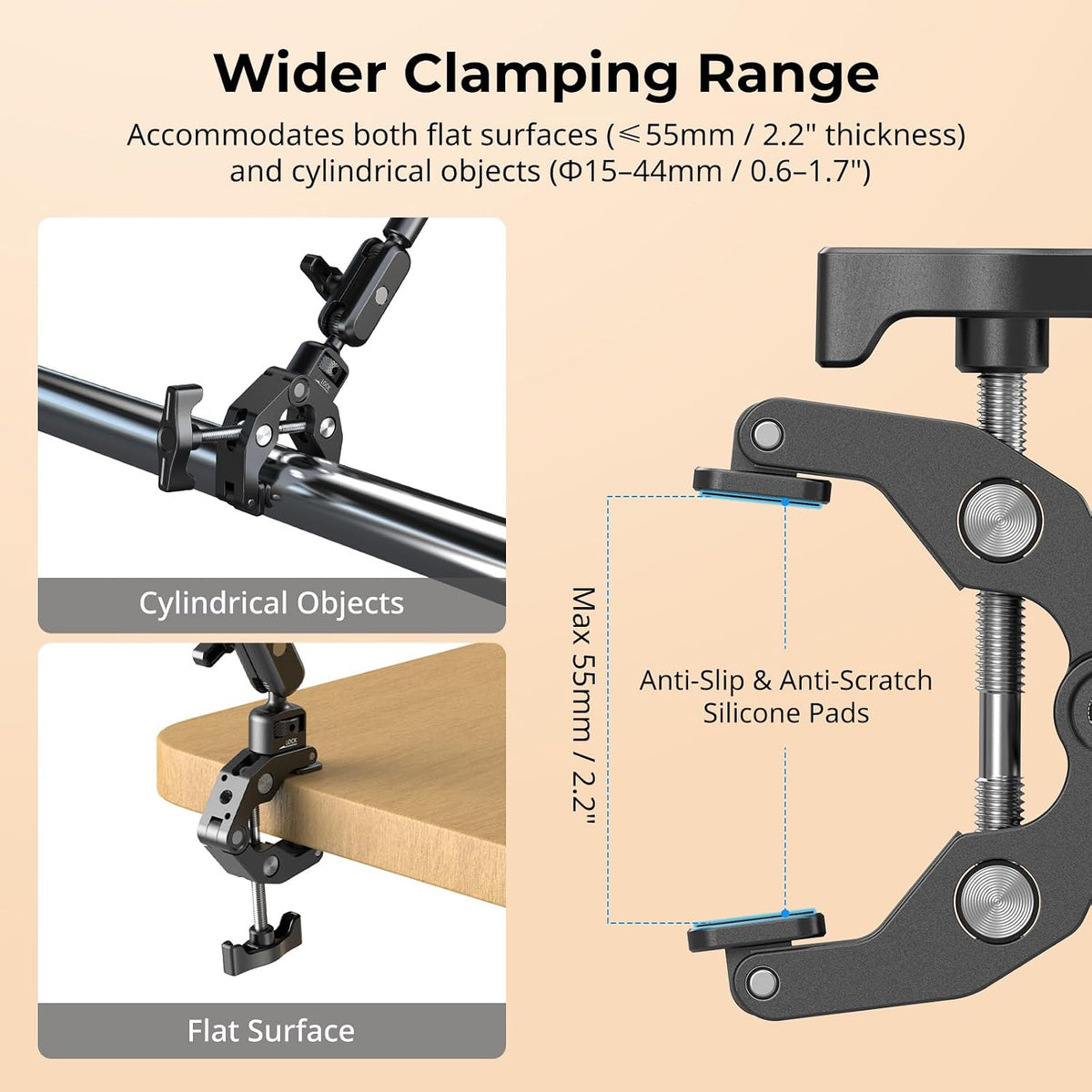 22" Magic Arm Clamp, Overhead Phone Mount Holder Stand, Camera Arm