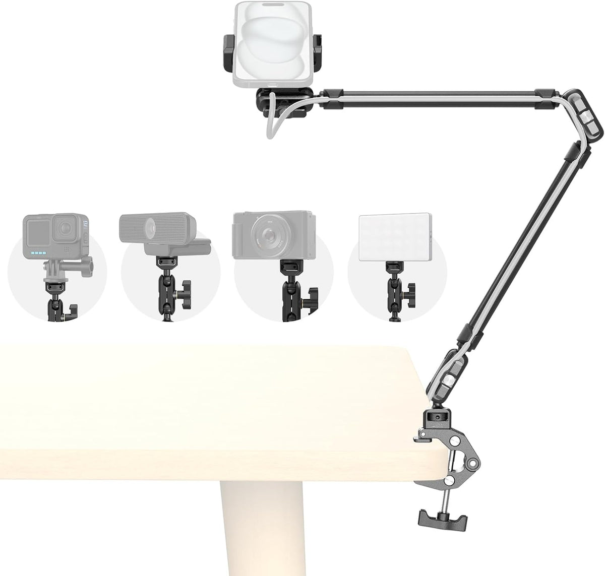 22" Magic Arm Clamp, Overhead Phone Mount Holder Stand, Camera Arm