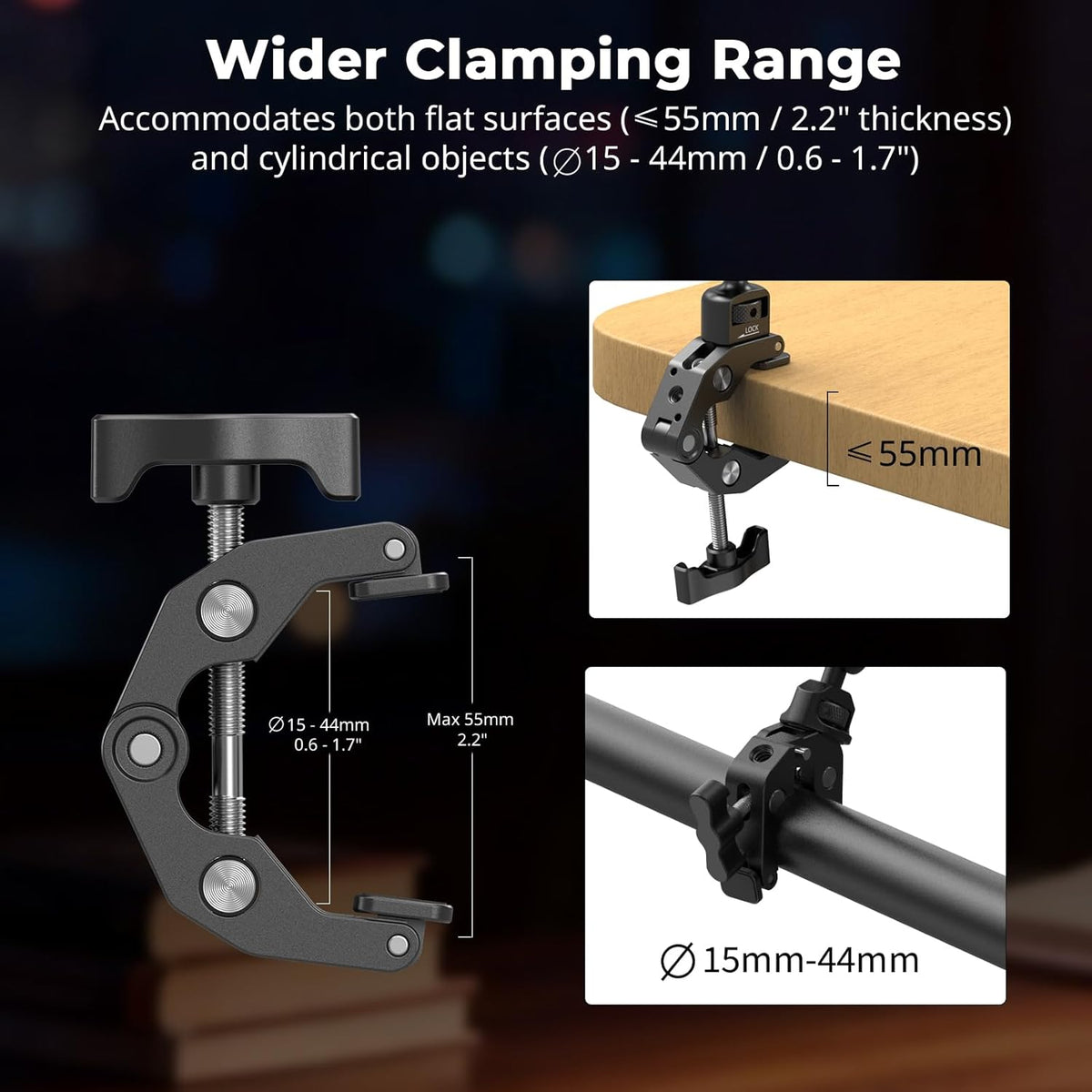 22" Magic Arm Clamp, Overhead Phone Mount Holder Stand, Camera Arm