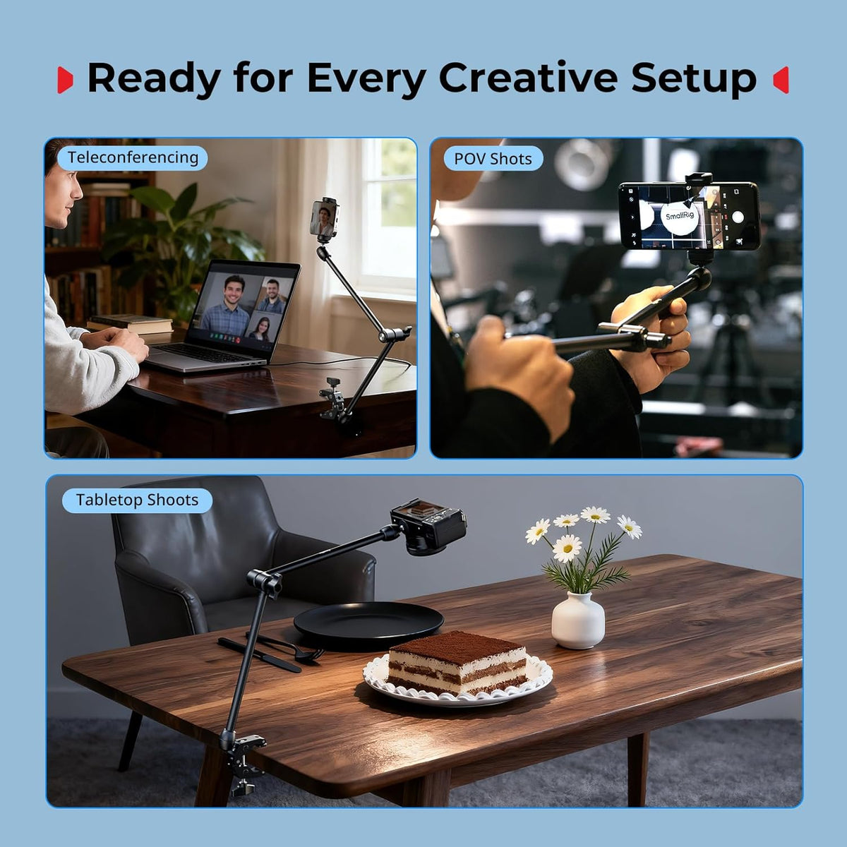 22" Magic Arm Clamp, Overhead Phone Mount Holder Stand, Camera Arm
