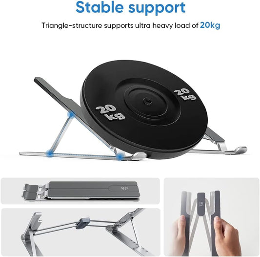 Drawing Tablet Stand for Desk,Silver Portable Holder for Graphics Tablet&Pen Display, Aluminum Computer Riser Compatible with 10 to 15.6 Inch Laptops and Drawing Tablets,Portable and Adjustable
