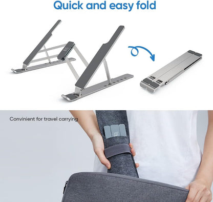 Drawing Tablet Stand for Desk,Silver Portable Holder for Graphics Tablet&Pen Display, Aluminum Computer Riser Compatible with 10 to 15.6 Inch Laptops and Drawing Tablets,Portable and Adjustable