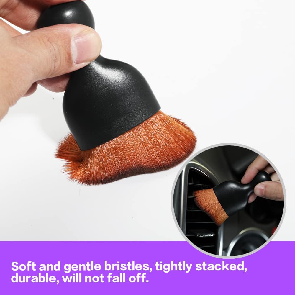 Car Interior Detailing Brush,Soft Bristle Cleaning Brush Car Detailing Brush Dusting Brush,Car Interior Cleaning Tool,Auto Detail Brush Car Dash Duster Brush (Black)
