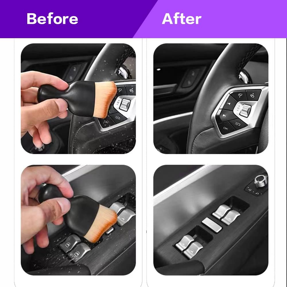 Car Interior Detailing Brush,Soft Bristle Cleaning Brush Car Detailing Brush Dusting Brush,Car Interior Cleaning Tool,Auto Detail Brush Car Dash Duster Brush (Black)