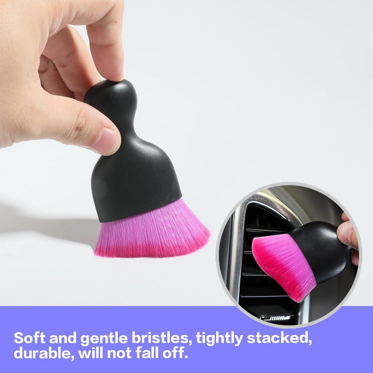 Car Interior Detailing Brush,Soft Bristle Cleaning Brush Car Detailing Brush Dusting Brush,Car Interior Cleaning Tool,Auto Detail Brush Car Dash Duster Brush (Black)