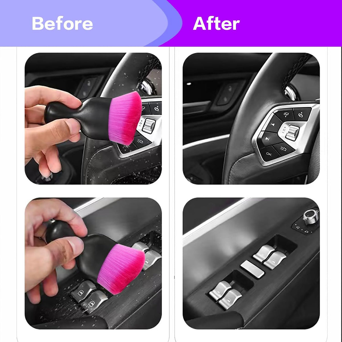 Car Interior Detailing Brush,Soft Bristle Cleaning Brush Car Detailing Brush Dusting Brush,Car Interior Cleaning Tool,Auto Detail Brush Car Dash Duster Brush (Black)