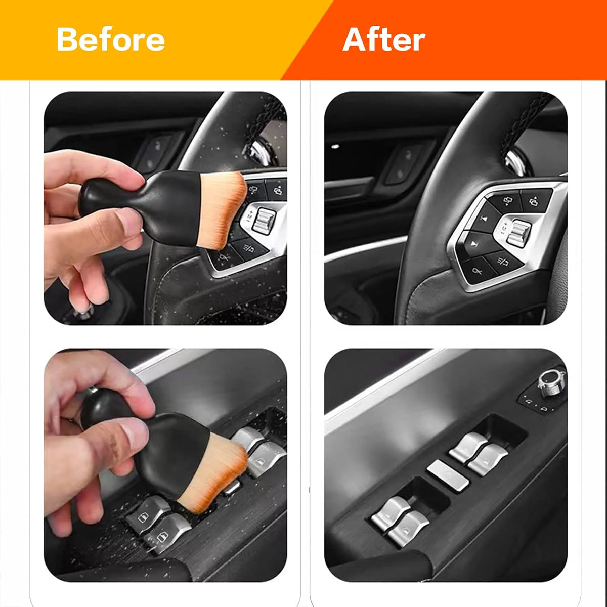 Car Interior Detailing Brush,Soft Bristle Cleaning Brush Car Detailing Brush Dusting Brush,Car Interior Cleaning Tool,Auto Detail Brush Car Dash Duster Brush (Black)