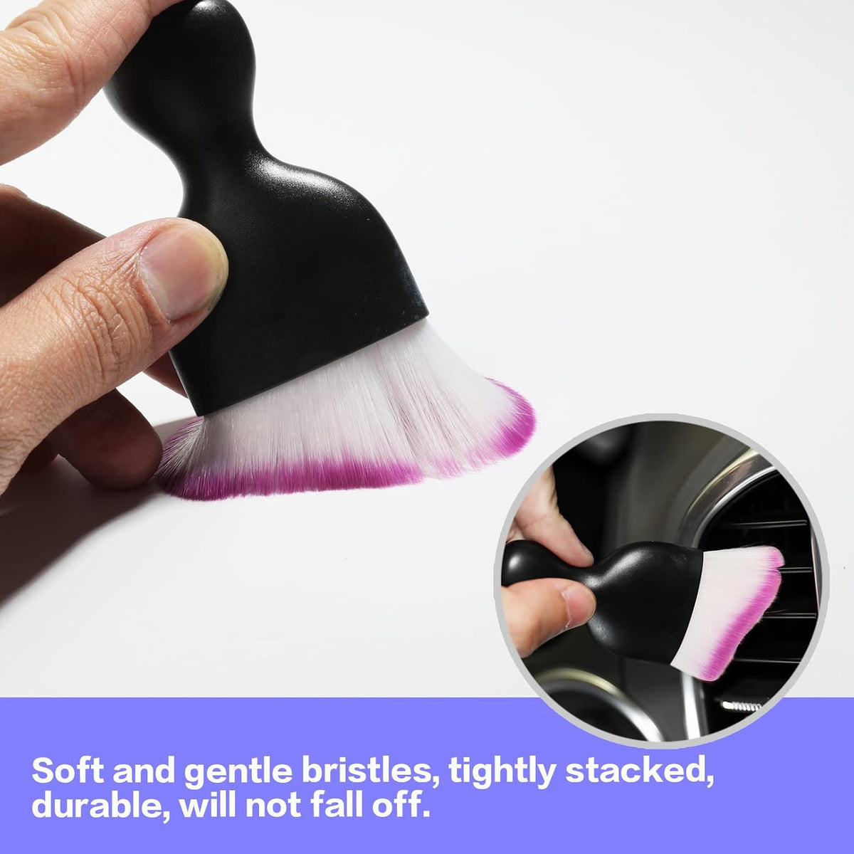 Car Interior Detailing Brush,Soft Bristle Cleaning Brush Car Detailing Brush Dusting Brush,Car Interior Cleaning Tool,Auto Detail Brush Car Dash Duster Brush (Black)