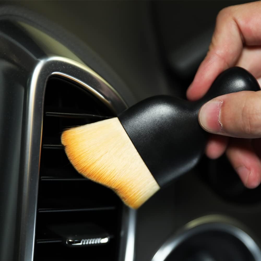 Car Interior Detailing Brush,Soft Bristle Cleaning Brush Car Detailing Brush Dusting Brush,Car Interior Cleaning Tool,Auto Detail Brush Car Dash Duster Brush (Black)