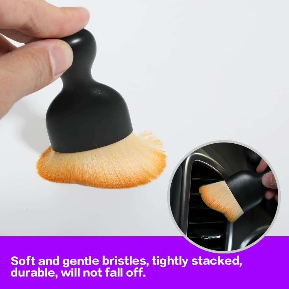Car Interior Detailing Brush,Soft Bristle Cleaning Brush Car Detailing Brush Dusting Brush,Car Interior Cleaning Tool,Auto Detail Brush Car Dash Duster Brush (Black)