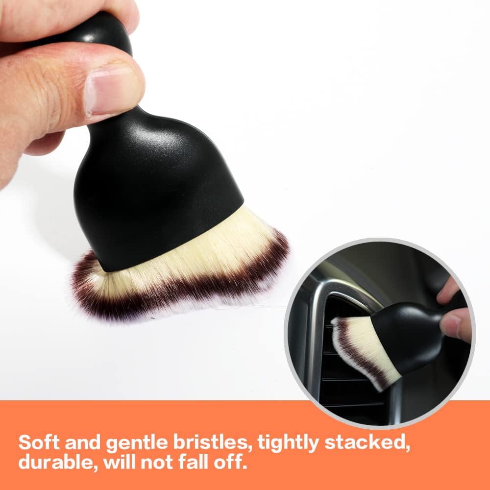 Car Interior Detailing Brush,Soft Bristle Cleaning Brush Car Detailing Brush Dusting Brush,Car Interior Cleaning Tool,Auto Detail Brush Car Dash Duster Brush (Black)