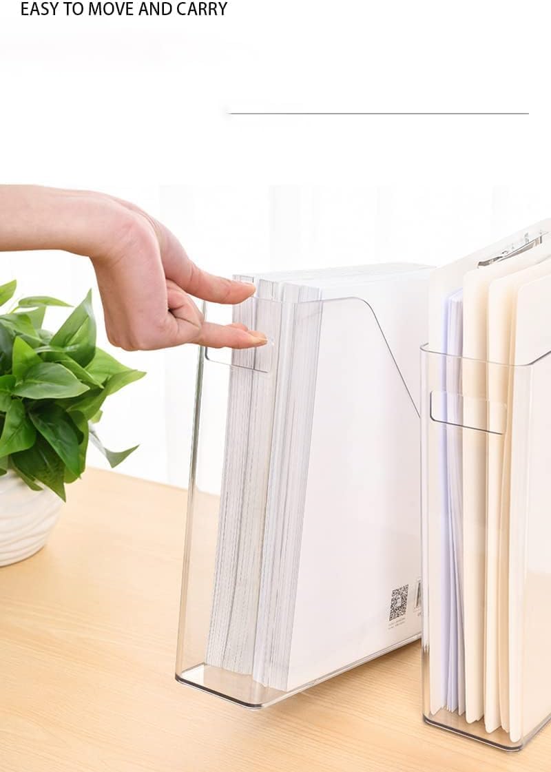 Magazine Holder, Clear Plastic Vertical File Magazine Organizer, Desktop File Magazine Book Storage Shelf for Office Desk, 10.6x9.8x3.1 Inch
