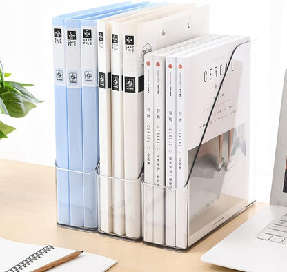 Magazine Holder, Clear Plastic Vertical File Magazine Organizer, Desktop File Magazine Book Storage Shelf for Office Desk, 10.6x9.8x3.1 Inch