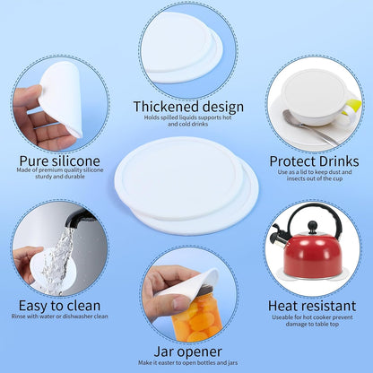 5-Pack White Silicone Coasters, Non-Slip Drink Coasters for Dining Table