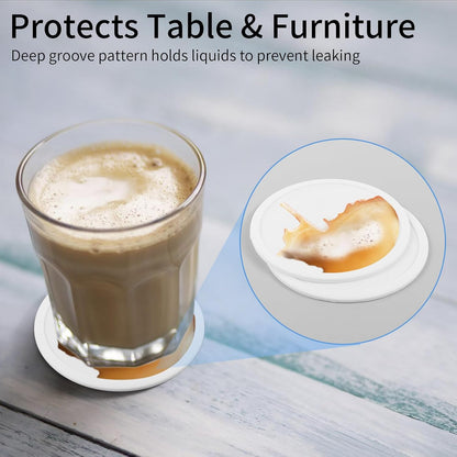 5-Pack White Silicone Coasters, Non-Slip Drink Coasters for Dining Table