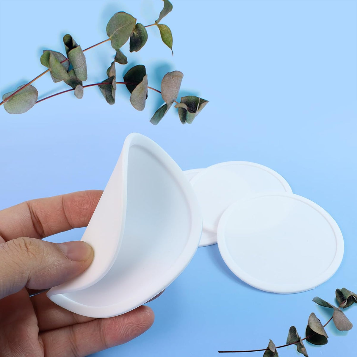 5-Pack White Silicone Coasters, Non-Slip Drink Coasters for Dining Table