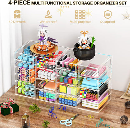 Acrylic Makeup Organizer with 19 Drawers,Storage Drawer Organizer