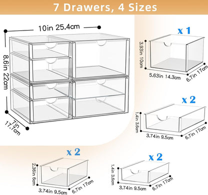 Acrylic Makeup Organizer with 19 Drawers,Storage Drawer Organizer