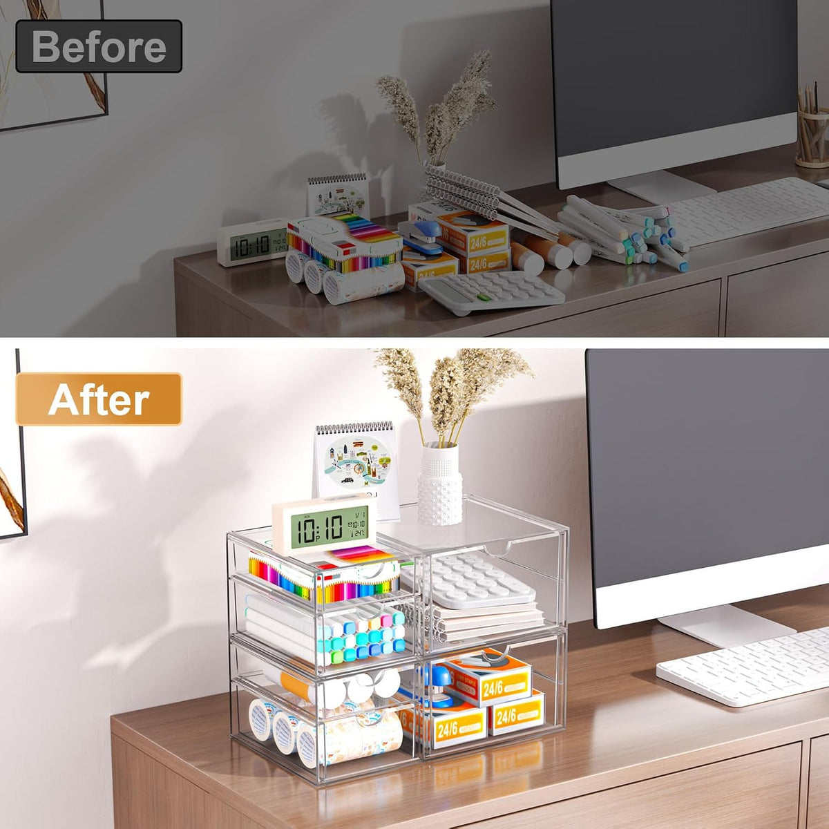 Acrylic Makeup Organizer with 19 Drawers,Storage Drawer Organizer