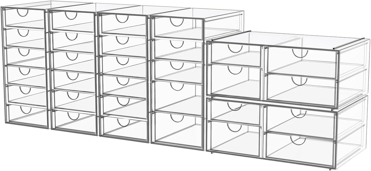 Acrylic Makeup Organizer with 19 Drawers,Storage Drawer Organizer