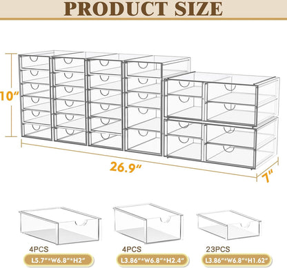 Acrylic Makeup Organizer with 19 Drawers,Storage Drawer Organizer