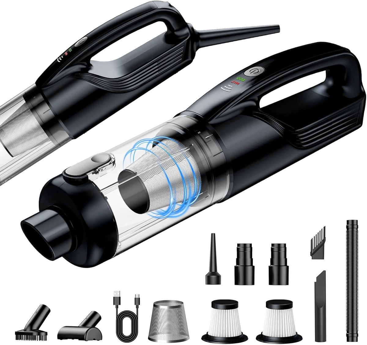 Handheld Vacuum Cordless, Car Vacuum Portable with 2 Suction Modes, Blow & Suction 2-in-1, Mini Vacuum Cleaner Rechargeable for Car, Home, Pet Hair, Office, Desk, Keyboards (White)