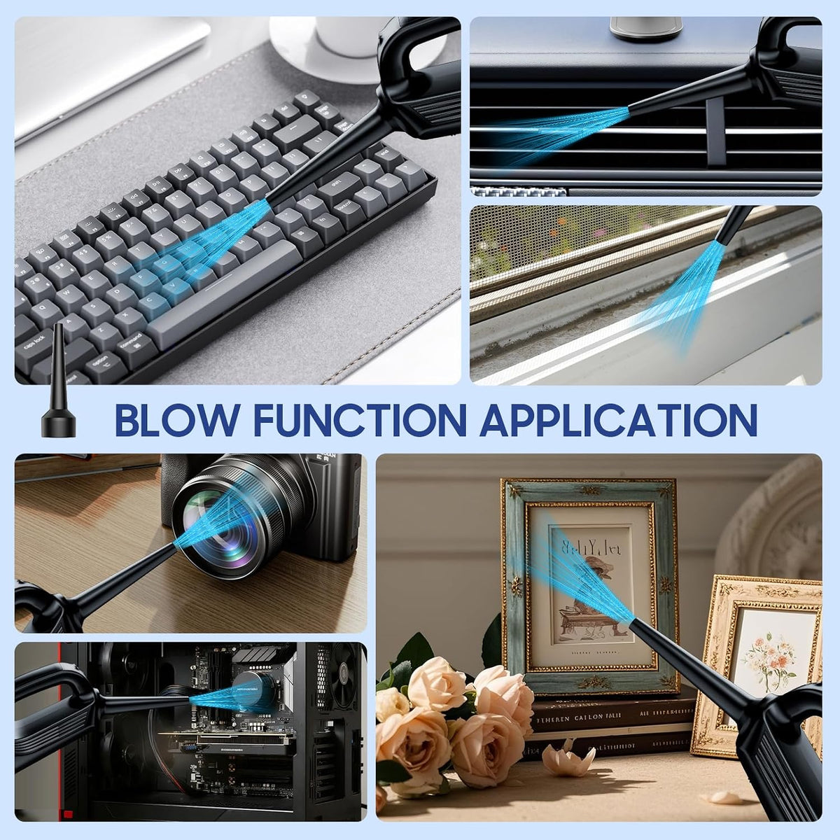 Handheld Vacuum Cordless, Car Vacuum Portable with 2 Suction Modes, Blow & Suction 2-in-1, Mini Vacuum Cleaner Rechargeable for Car, Home, Pet Hair, Office, Desk, Keyboards (White)