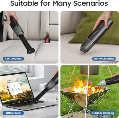 Handheld Vacuum Cordless, Car Vacuum Portable with 2 Suction Modes, Blow & Suction 2-in-1, Mini Vacuum Cleaner Rechargeable for Car, Home, Pet Hair, Office, Desk, Keyboards (White)