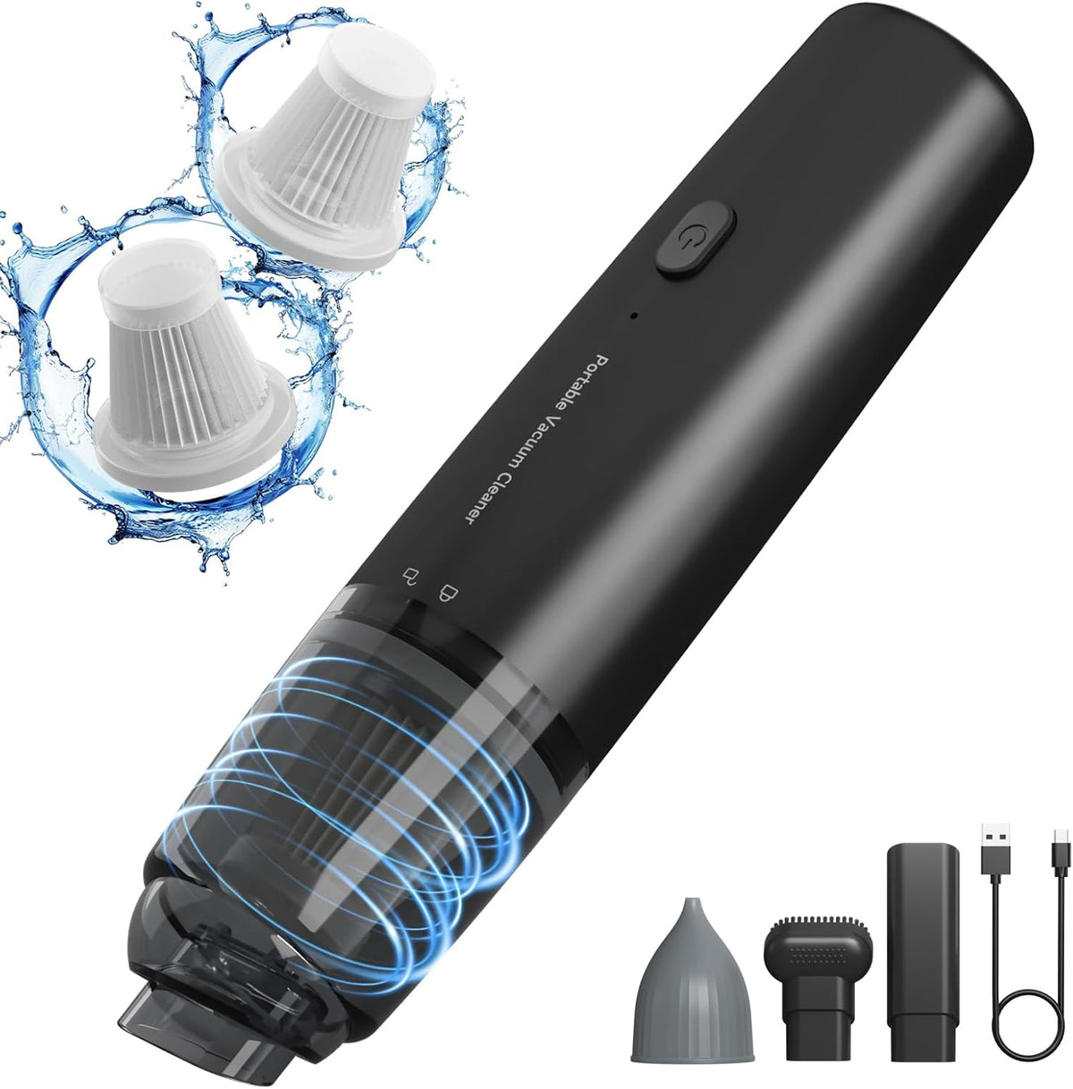 Handheld Vacuum Cordless, Car Vacuum Portable with 2 Suction Modes, Blow & Suction 2-in-1, Mini Vacuum Cleaner Rechargeable for Car, Home, Pet Hair, Office, Desk, Keyboards (White)