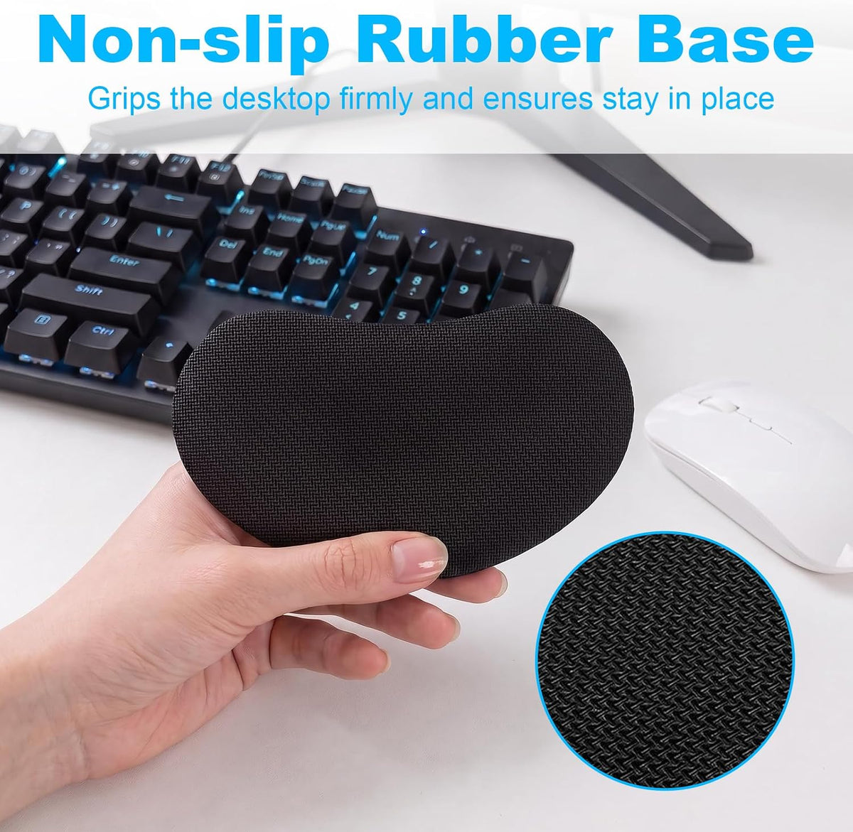 MXCOIRTP Wrist Rest for Mouse, Ergonomic Memory Foam Wrist Cushion Support Pad, Mouse Wrist Pad with Non-Slip Base for Typing Pain Relief, Office, , Gaming, Computer, Black