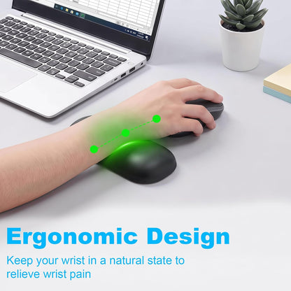 MXCOIRTP Wrist Rest for Mouse, Ergonomic Memory Foam Wrist Cushion Support Pad, Mouse Wrist Pad with Non-Slip Base for Typing Pain Relief, Office, , Gaming, Computer, Black