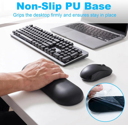 MXCOIRTP Wrist Rest for Mouse, Ergonomic Memory Foam Wrist Cushion Support Pad, Mouse Wrist Pad with Non-Slip Base for Typing Pain Relief, Office, , Gaming, Computer, Black