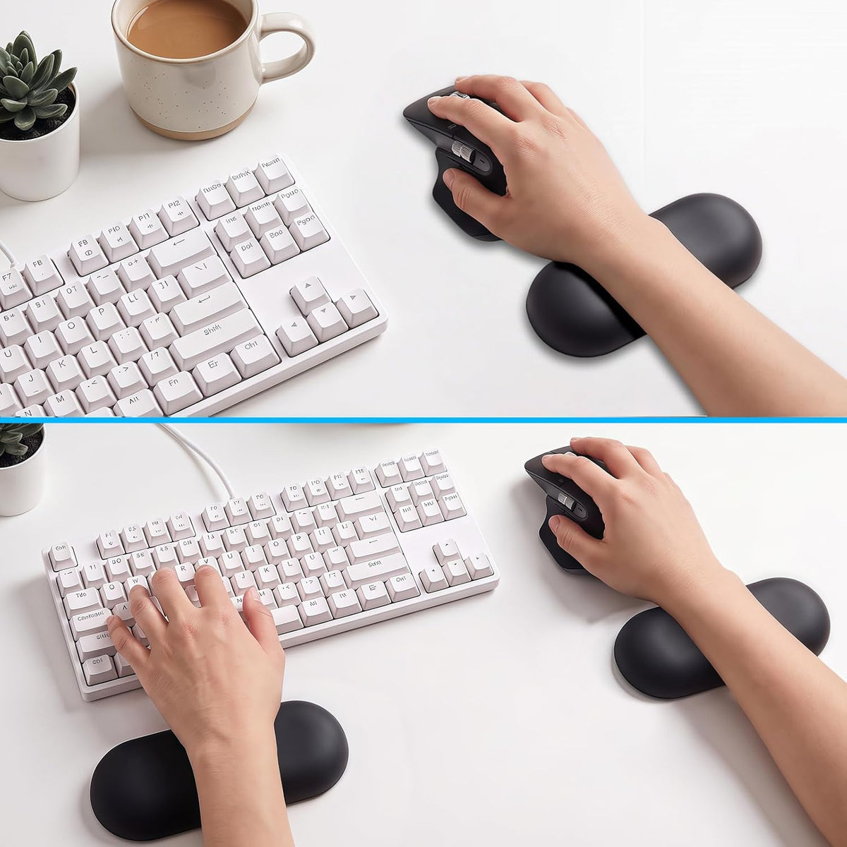 MXCOIRTP Wrist Rest for Mouse, Ergonomic Memory Foam Wrist Cushion Support Pad, Mouse Wrist Pad with Non-Slip Base for Typing Pain Relief, Office, , Gaming, Computer, Black