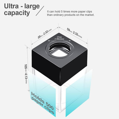 ® Extra Large Magnetic Paper Cilp Dispenser, 500 Clip Capacity ,Black,1 pack