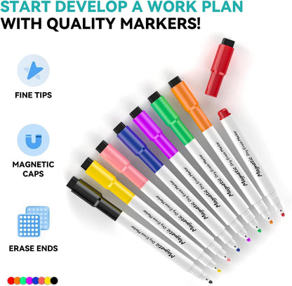 Dry Erase White Board, Magnetic Desktop Whiteboard 16 x 12inch with Stand, 10 Markers, 4 Magnets and 1 Eraser, Portable Double-Sided White Board for Kids Drawing, Office, Home, School