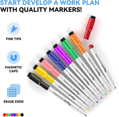 Dry Erase White Board, Magnetic Desktop Whiteboard 16 x 12inch with Stand, 10 Markers, 4 Magnets and 1 Eraser, Portable Double-Sided White Board for Kids Drawing, Office, Home, School