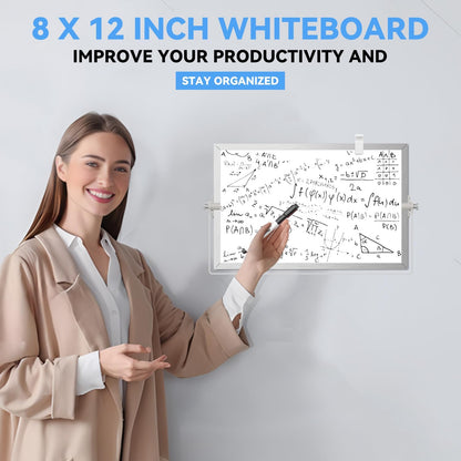 Dry Erase White Board, Magnetic Desktop Whiteboard 16 x 12inch with Stand, 10 Markers, 4 Magnets and 1 Eraser, Portable Double-Sided White Board for Kids Drawing, Office, Home, School