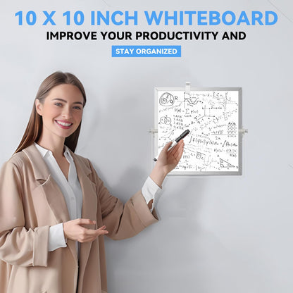 Dry Erase White Board, Magnetic Desktop Whiteboard 16 x 12inch with Stand, 10 Markers, 4 Magnets and 1 Eraser, Portable Double-Sided White Board for Kids Drawing, Office, Home, School