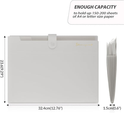 Expanding File Folder, Accordion File Organizer with 8 Pockets, Expandable Document Paper Receipt Holder for School Office Hospital, Letter/A4 Size Pink