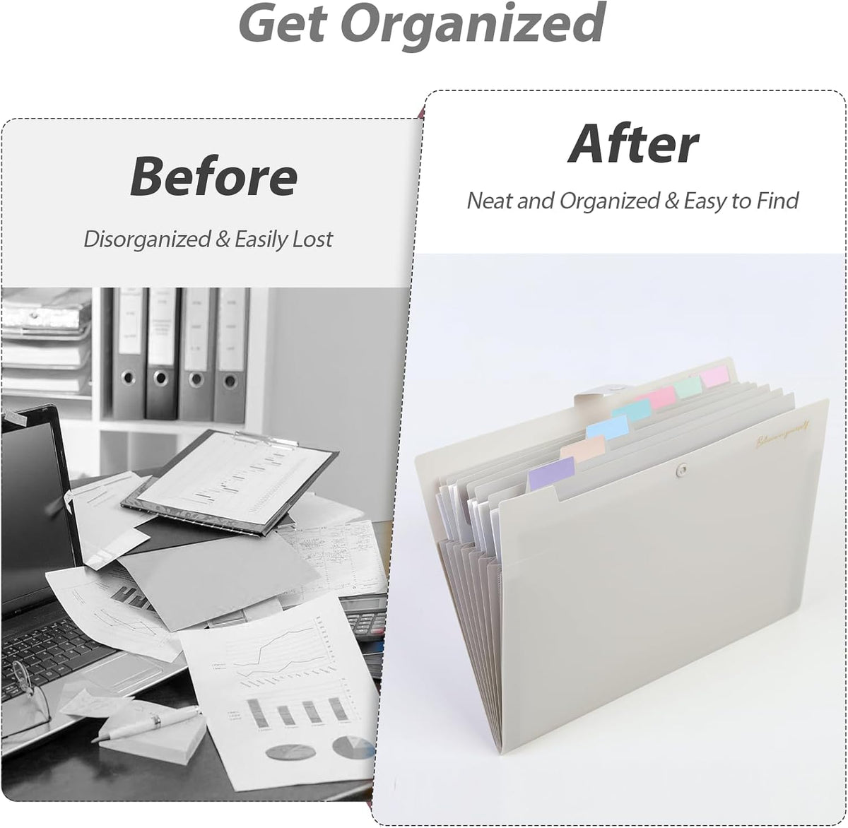 Expanding File Folder, Accordion File Organizer with 8 Pockets, Expandable Document Paper Receipt Holder for School Office Hospital, Letter/A4 Size Pink
