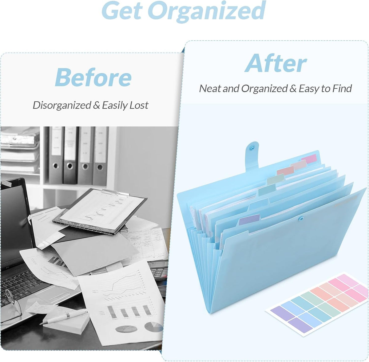 Expanding File Folder, Accordion File Organizer with 8 Pockets, Expandable Document Paper Receipt Holder for School Office Hospital, Letter/A4 Size Pink