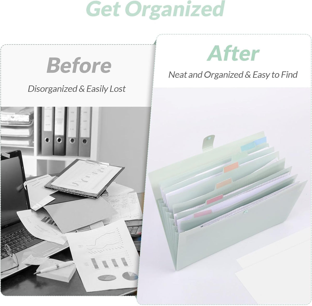 Expanding File Folder, Accordion File Organizer with 8 Pockets, Expandable Document Paper Receipt Holder for School Office Hospital, Letter/A4 Size Pink