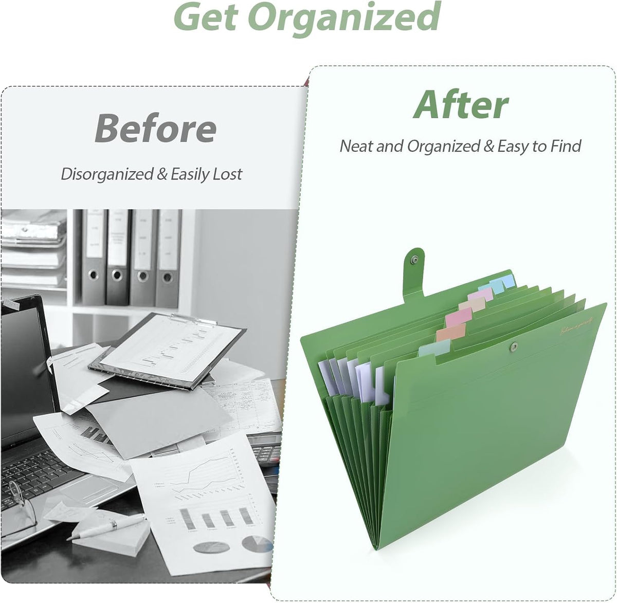 Expanding File Folder, Accordion File Organizer with 8 Pockets, Expandable Document Paper Receipt Holder for School Office Hospital, Letter/A4 Size Pink