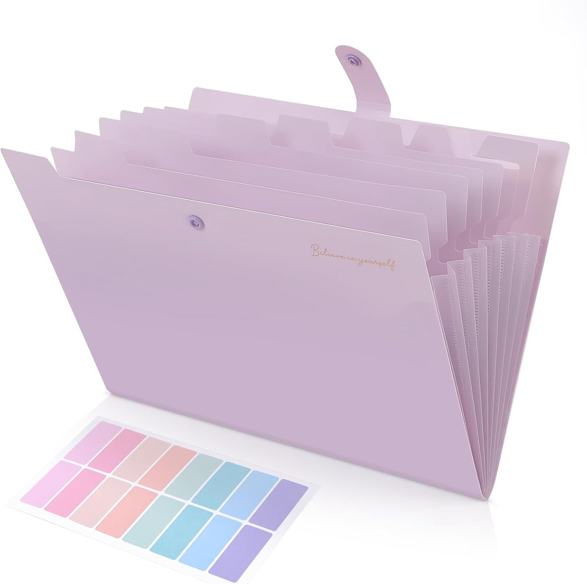 Expanding File Folder, Accordion File Organizer with 8 Pockets, Expandable Document Paper Receipt Holder for School Office Hospital, Letter/A4 Size Pink