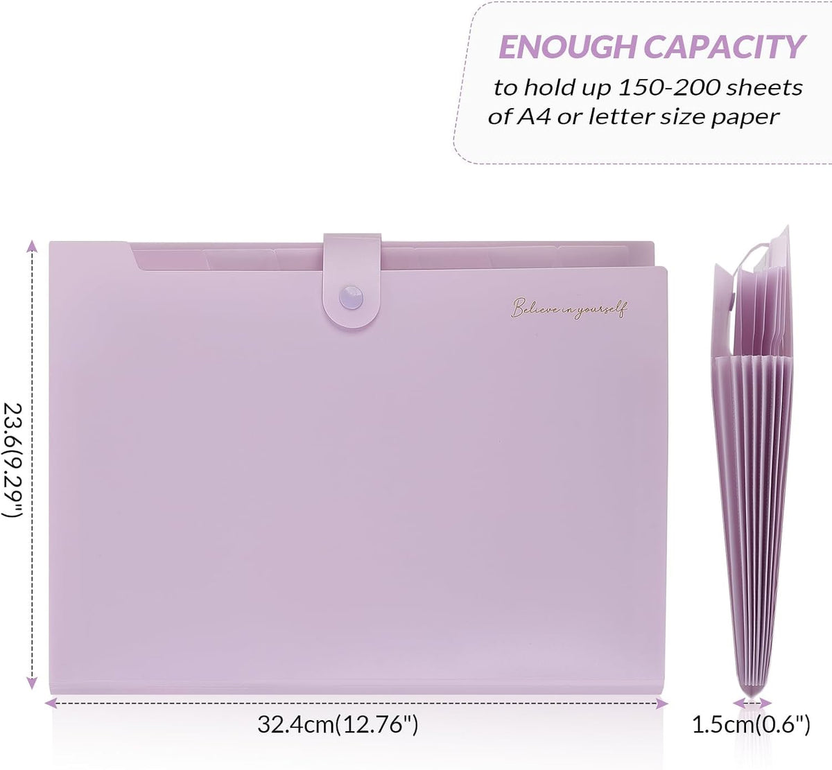 Expanding File Folder, Accordion File Organizer with 8 Pockets, Expandable Document Paper Receipt Holder for School Office Hospital, Letter/A4 Size Pink